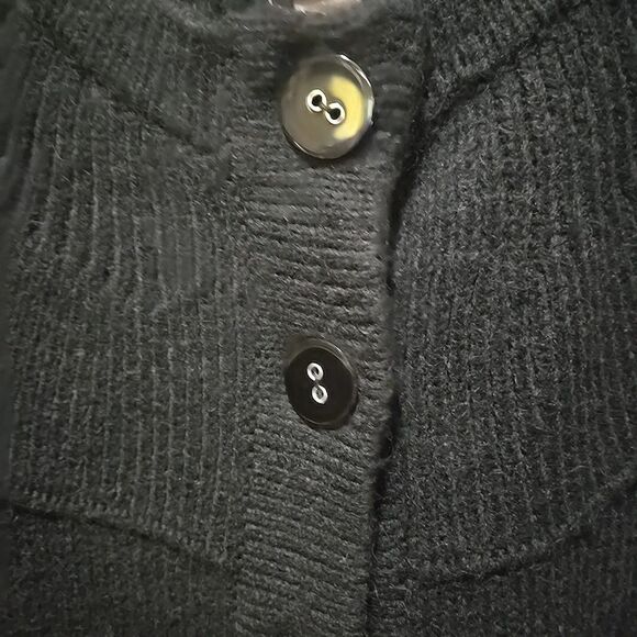 Alpaca Cardigan Cape Sweater SzM 3/4Sleeve Kenar Knit Cozy Basic Capsule Cottage - Picture 3 of 16